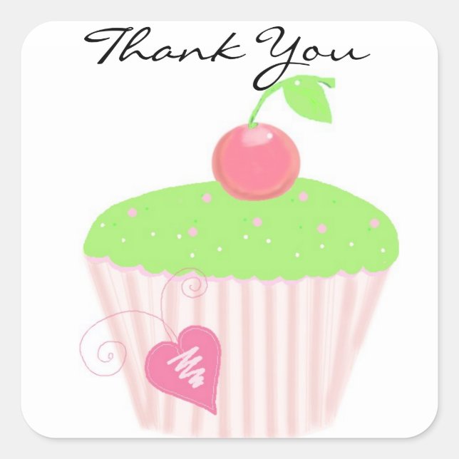 Frosted Cupcake Thank You Square Sticker (Front)