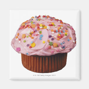 Frosted cupcake with sprinkles magnet