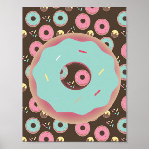 Frosted Doughnut 3D Sprinkles Wall Art Teal Poster