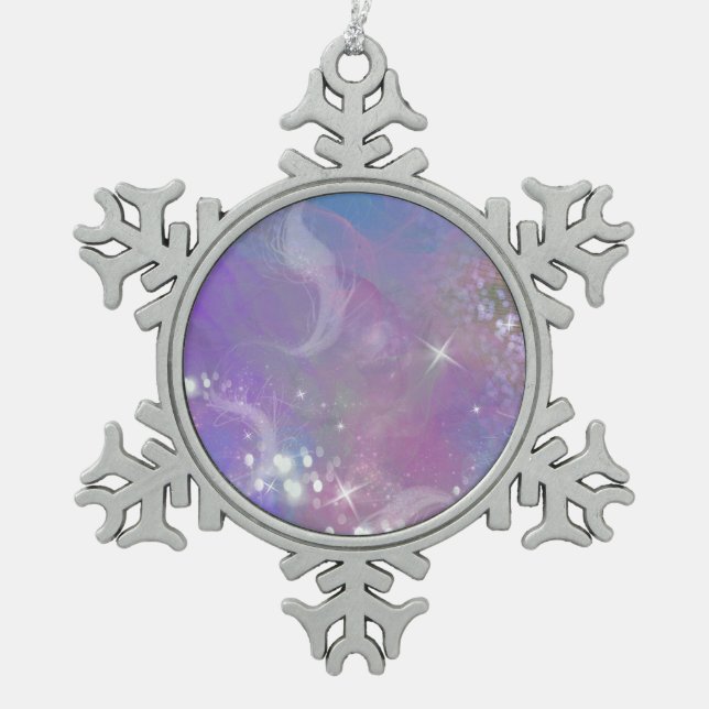 Frosted Dreaming Snowflake Pewter Christmas Ornament (Front)
