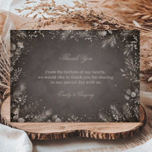 Frosted Evergreens Beneath Gentle Thank You Card