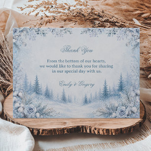 Frosted Evergreens Beneath Winter Thank You Card