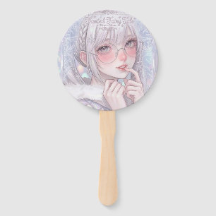 Frosted Fairy Tale: Aesthetic Winter Girl & Icy Sn Hand Fan