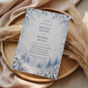 Frosted Florals Above Winter Invitation