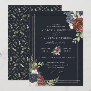 Frosted Florals   Winter Botanical Wedding Invitation