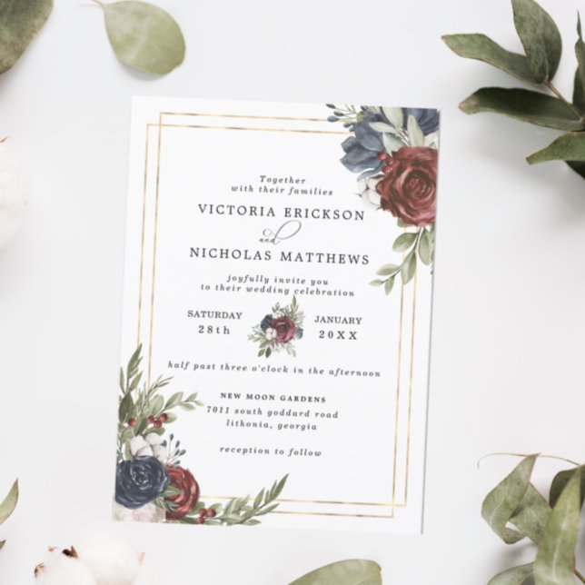 Frosted Florals | Winter Botanical Wedding Invitation (Creator Uploaded)