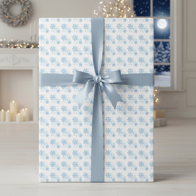 Frosted Flurries Blue Snowflake Wrapping Paper (Frosted Flurries Blue Snowflake Wrapping Paper)