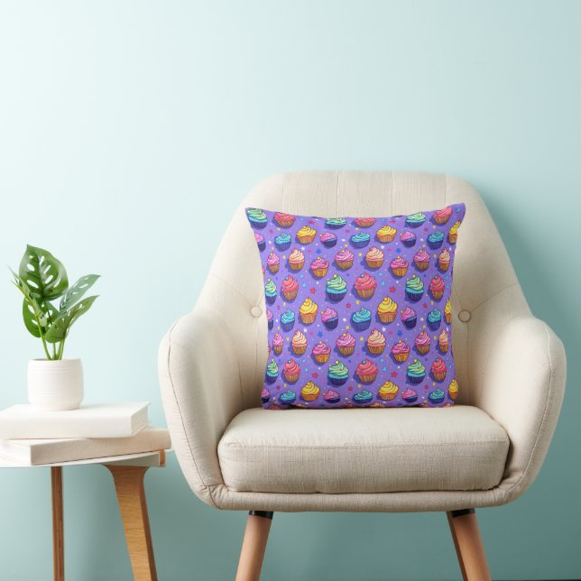 Frosted Fun Cupcake Pattern: Whimsical Bakery  Cushion (Chair)