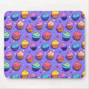 Frosted Fun Cupcake Pattern: Whimsical Bakery  Mouse Pad