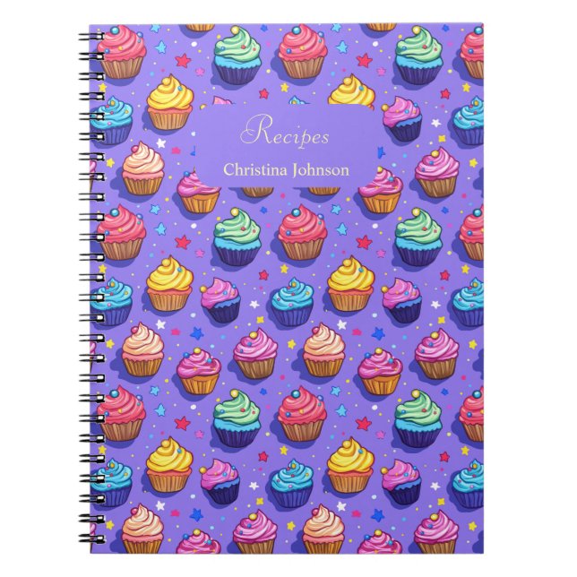 Frosted Fun Cupcake Pattern: Whimsical Bakery  Notebook (Front)