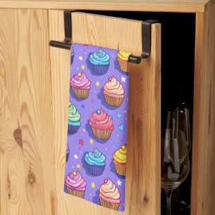 Frosted Fun Cupcake Pattern: Whimsical Bakery Tea Towel