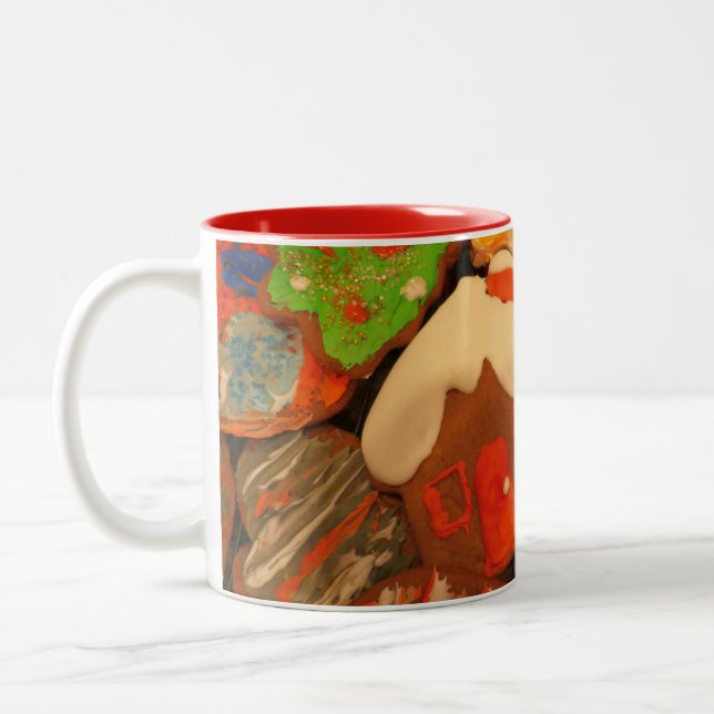 Frosted Gingerbread Cookies Two-Tone Coffee Mug (Left)