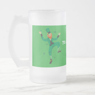 Frosted Glass Beer Mug - St. Patrick's Day Design
