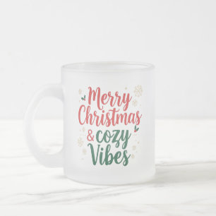 Frosted Glass Christmas Gift , Cozy Holiday Quote  Frosted Glass Coffee Mug