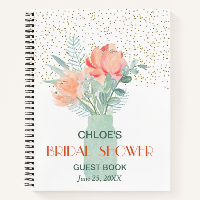 Frosted Glass Mason Jar Bridal Shower Guest Book (Front)