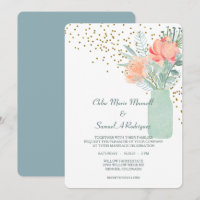 Frosted Glass Mason Jar Floral Wedding