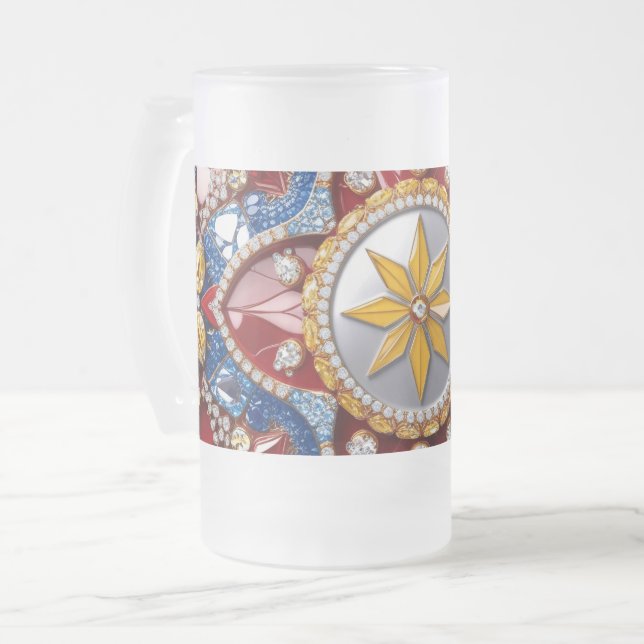 Frosted Glass Mug with Colombian Colours design (Front Left)