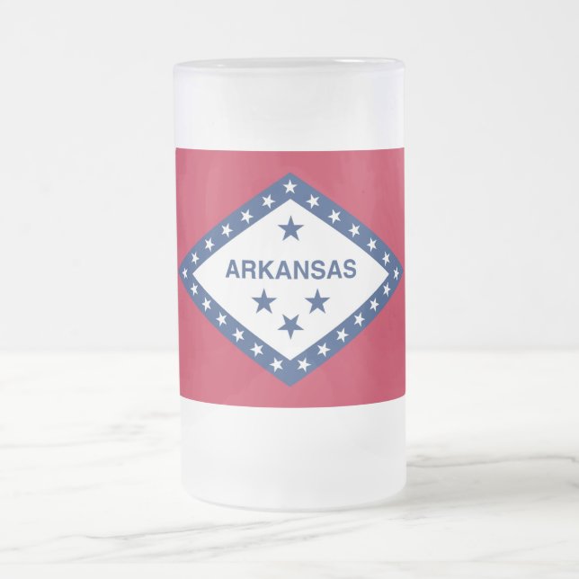 Frosted Glass Mug with flag of Arkansas, USA (Center)