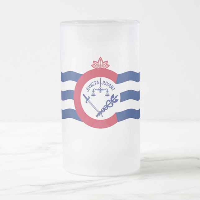 Frosted Glass Mug with flag of Cincinnati, USA (Center)