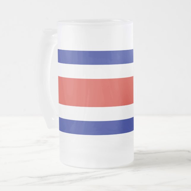 Frosted Glass Mug with flag of Costa Rica (Front Left)