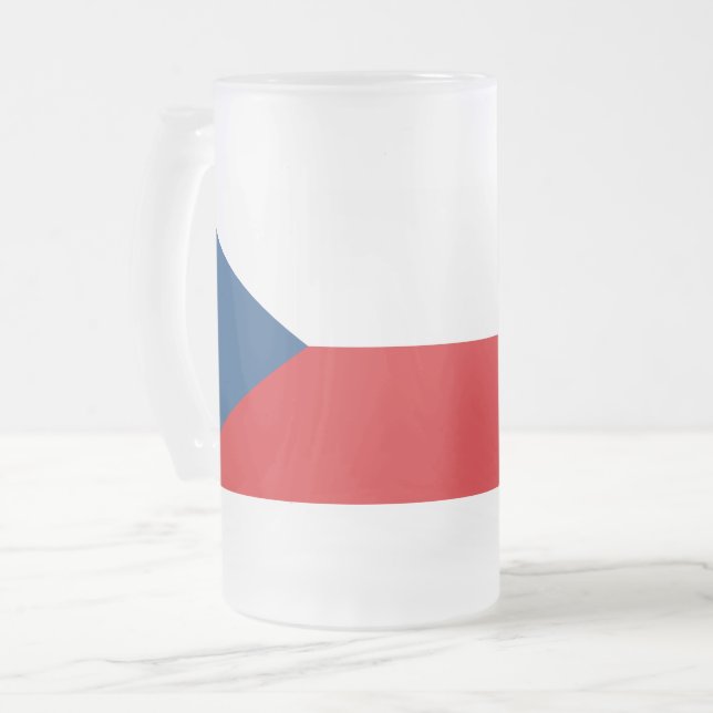 Frosted Glass Mug with flag of Czechia (Front Left)