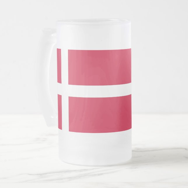 Frosted Glass Mug with flag of Denmark (Front Left)