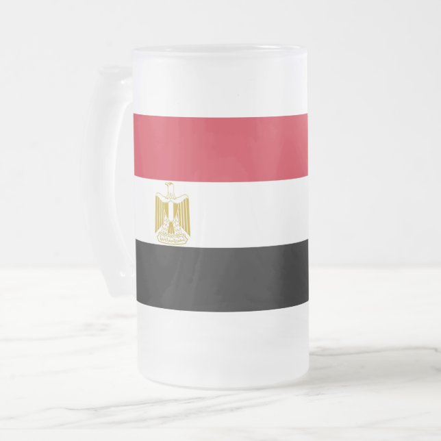 Frosted Glass Mug with flag of Egypt (Front Left)