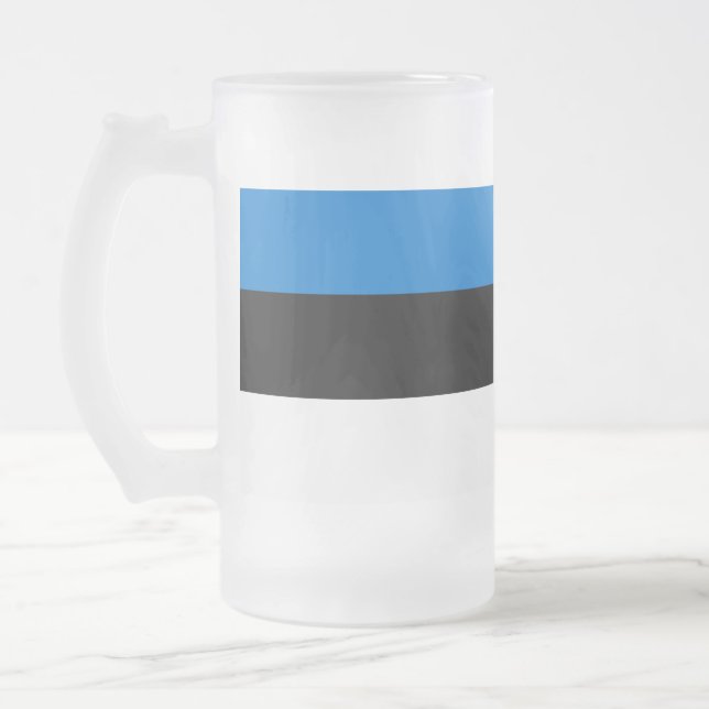 Frosted Glass Mug with flag of Estonia (Left)
