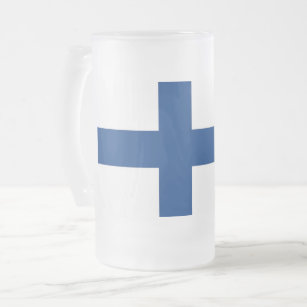Frosted Glass Mug with flag of Finland