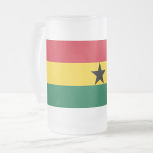 Frosted Glass Mug with flag of Ghana