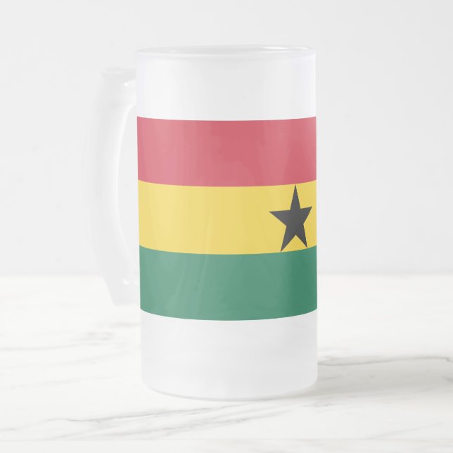 Frosted Glass Mug with flag of Ghana (Front Left)