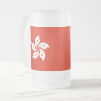 Frosted Glass Mug with flag of Hong Kong