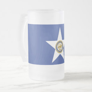 Frosted Glass Mug with flag of Houston, USA