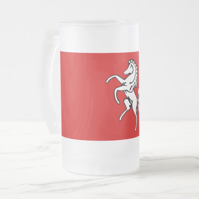 Frosted Glass Mug with flag of Kent, England (Front Left)