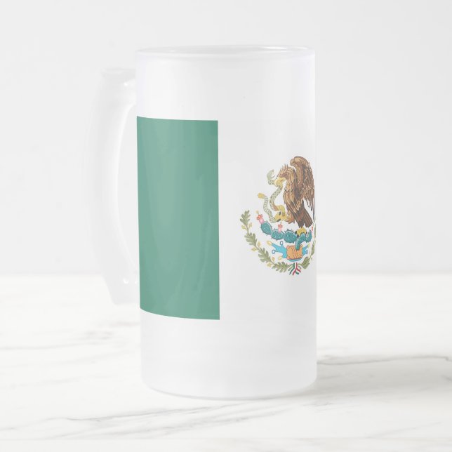 Frosted Glass Mug with flag of Mexico (Front Left)