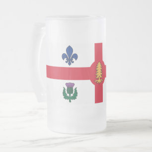 Frosted Glass Mug with flag of Montreal