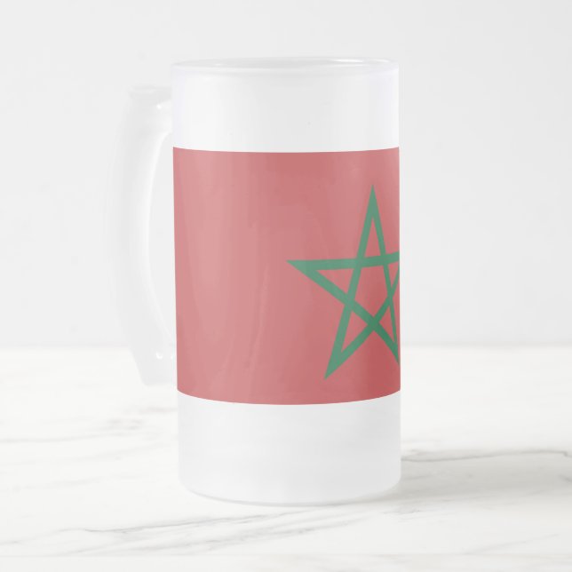 Frosted Glass Mug with flag of Morocco (Front Left)