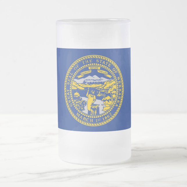 Frosted Glass Mug with flag of Nebraska (Center)