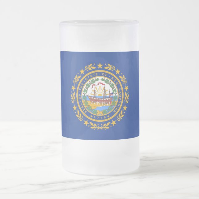 Frosted Glass Mug with flag of New Hampshire (Center)