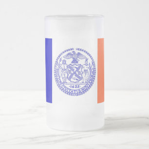 Frosted Glass Mug with flag of New York City