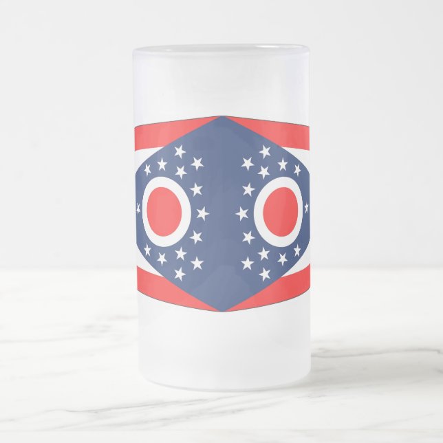 Frosted Glass Mug with flag of Ohio, USA (Center)