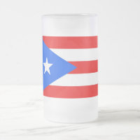 Frosted Glass Mug with flag of Puerto Rico, USA