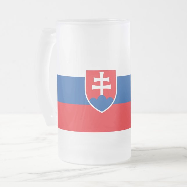 Frosted Glass Mug with flag of Slovakia (Front Left)