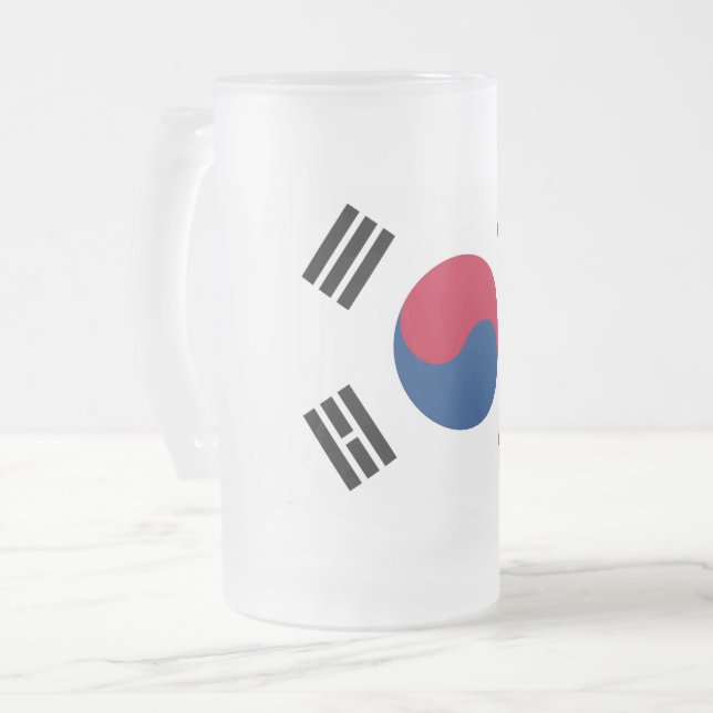 Frosted Glass Mug with flag of South Korea (Front Left)
