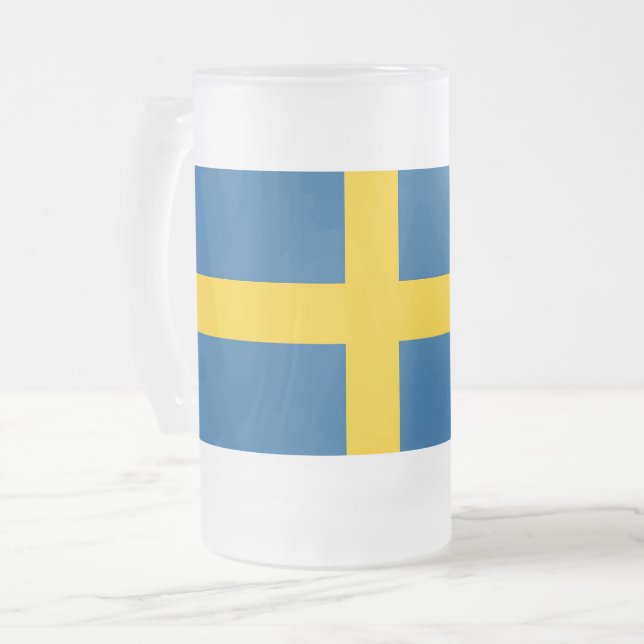 Frosted Glass Mug with flag of Sweden (Front Left)