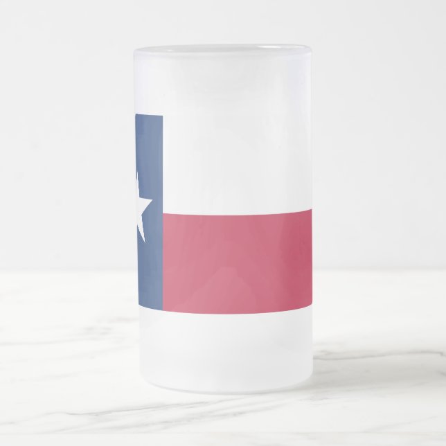 Frosted Glass Mug with flag of Texas, USA (Center)