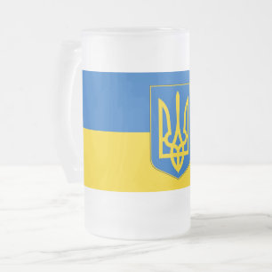 Frosted Glass Mug with flag of Ukraine