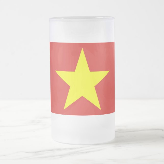Frosted Glass Mug with flag of Vietnam (Center)