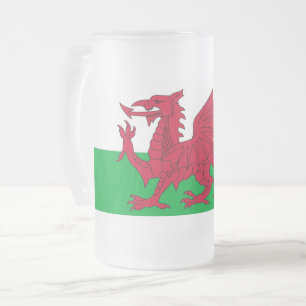 Frosted Glass Mug with flag of Wales