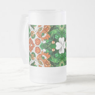 Frosted Glass Mug with Irish Colours design